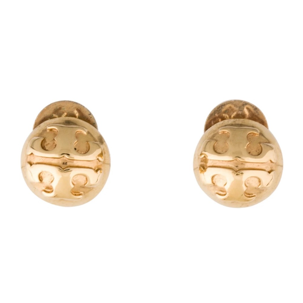 Tory Burch Gold Dome Logo Earrings - 100% Authentic